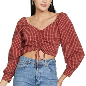 Levi's |Devin Red Plaid Crop Top,Size 2X,Made in India,100% Cotton